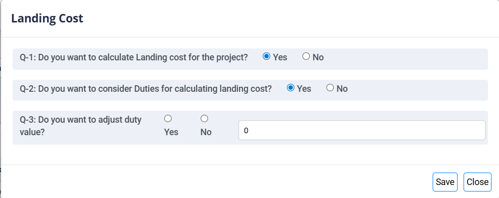 Landing Cost Configuration